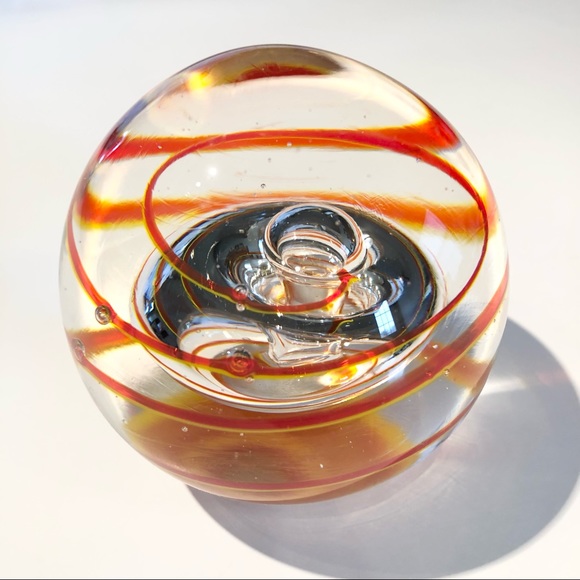 Vintage art glass red and orange swirl paper weight (1.8lbs) - Picture 2 of 7